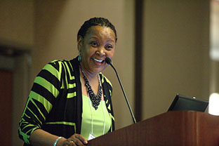 Mamie giving a speech